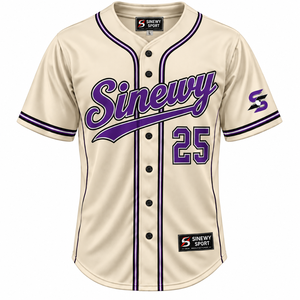 เสื้อเบสบอลแขนสั้นผู้ชาย Sinewy Sport ผ้าโพลีเอสเตอร์ซับเหงื่อ พิมพ์ชื่อทีม ติดกระดุมด้านหน้า ทรงปกติ ไซส์ผู้ใหญ่ - Product Image 1