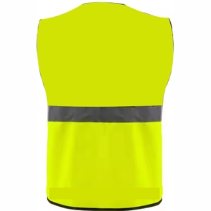Gilet de travail sans manches haute visibilité réfléchissant pour homme avec plusieurs poches, en polyester respirant, col en V, fermeture éclair - Product Image 3