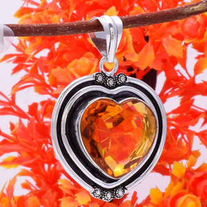 Colgante de Topacio Citrino en Forma de Corazón, Plata de Ley 925, Gema Amarilla Natural, Joyería de Plata, Regalo para Ella - Product Image 2