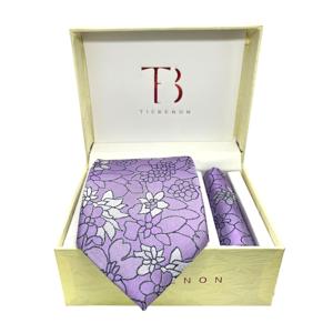 Combo de corbata y pañuelo de bolsillo de poliéster floral artístico - Product Image 1