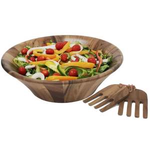 Tazón para Servir de Madera de Acacia Natural, Duradero, Ligero, Apto para Lavavajillas, Diseño Clásico para Frutas, Ensaladas, Uso en el Hogar, Hoteles y Fiestas - Product Image 5