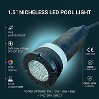 Hochwertige IP68 1,5 Zoll Nischenlose LED-Poolbeleuchtung Ersatz für Jandy Einfache Installation 12V RGBW 18W Pool-Lampe