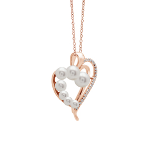 Solid 925 Sterling <b>Silver</b> Heart Fine Pendants With Freshwater Pearls & Diamond Accents Romantic Women's Fine Jewelry For Wedding - Product Image 5
