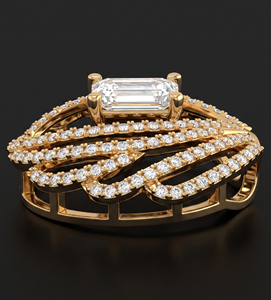 <b>Emerald</b> Cut Lab Grown Diamond <b>Pendant</b> Necklace in Gold, Statement Halo <b>Pendant</b> for Women, Luxury Gift Jewelry - Product Image 5