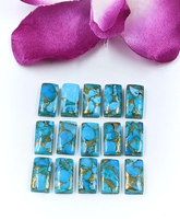 Cabochons en turquoise bleu cuivre de qualité AAA, taille baguette 12*6 mm, pierre précieuse naturelle pour la création de bijoux, prix de gros
