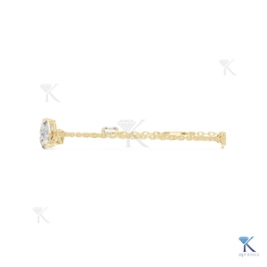 Lab Grown Diamond Three Stone Multi-Cut Filled Oval Cut Chain Bracelet 14K 18K <b>Solid</b> <b>Gold</b> Fine Unisex Luxury Jewelry - Product Image 5