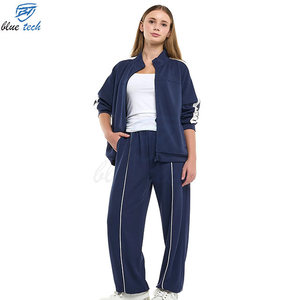 Wholesale Women Tracksuit Set Cotton Fleece Solid Eco-Friendly Breathable Streetwear Hoodie Sweatpants Two Piece Casual Outfit - Product Image 2