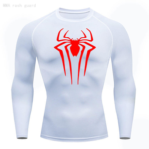 Camiseta de Compresión de Manga Larga con Cuello Redondo para Hombre, Color Gris, con Logotipo de Araña, Secado Rápido, Corte Ajustado, Diseño Deportivo, Tejido de Poliéster - Product Image 6