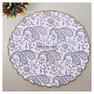 Handmade Printed Modern <b>Round</b> <b>Table</b> Napkin 100% Cotton Unique Design for Airplane, Hotels and Home Use EN007 - Product Image 1