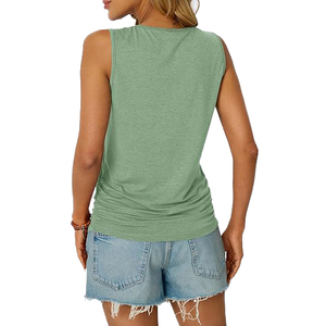 Top Corto de Tirantes para Mujer, Mezcla de Nylon y Spandex, Sin Mangas, Corte Recto a la Cintura, Cuello Alto, Textura Acanalada, Esencial para Streetwear - Product Image 4