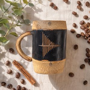 Hand Carved Wooden <b>Mug</b> Engraved <b>Tree</b> Design Polished Brown Handle Cup for Gift and Home Decor - Product Image 5