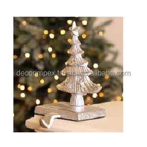 Fábrica de India, decoración navideña, mantel de Metal plateado, soportes para medias de árbol, soporte para medias de árbol de Navidad, colgador de medias - Product Image 6