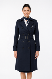 Uniformes de stewardesse sur mesure pour femmes |   Fournisseur d'équipage de personnel de bord |   Usine OEM/ODM pour l'aviation |   Uniforme chemise-jupe style trench-coat - Product Image 2