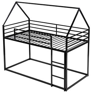 Letto a castello nero a due piazze con scaletta integrata per bambini - Product Image 6