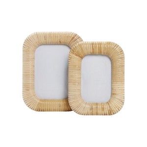 Modern <b>Rounded</b> Rattan UV Printed Photo <b>Frame</b> Set Minimalist Handwoven Eco-Friendly Durable Decorative Art Display Home Decor - Product Image 3
