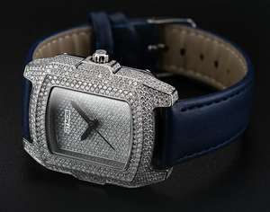 Montre de luxe pour homme en acier inoxydable avec bracelet en cuir, cadran blanc orné de diamants de laboratoire de 6,00 carats taille brillant, résistante à l'eau 3 ATM, idéale pour les affaires - Product Image 2