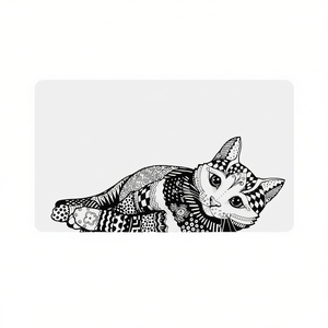 Tapete Antideslizante Zen Tangle Blanco y Negro de 44 x 28 cm para Platos y Comederos de Mascotas - Product Image 2