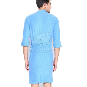Peignoir classique pour homme à manches longues en coton 100% doux et à séchage rapide pour la maison, l'hôtel, le spa, la station balnéaire, la douche, les voyages, les week-ends - Product Image 2