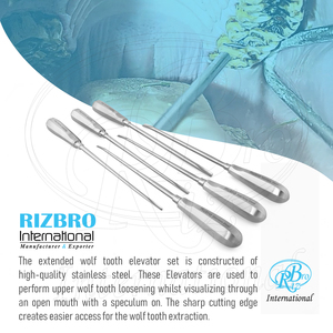 Juego de 6 Elevadores Dentales Extra Largos Tipo Diente de Lobo de Acero Inoxidable con Estuche con Cremallera, Herramienta Veterinaria Equina - Product Image 6