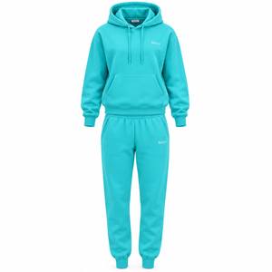 Ensemble de survêtement personnalisé chaud pour femme, collection automne-hiver, épais, 2 pièces, pantalon de jogging et sweat à capuche amples - Product Image 3