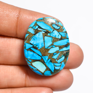 FAIJAN GEMS Turquoise bleue cuivrée, prix de gros, finition lisse, cabochon, bijoux, pierre naturelle de haute qualité, Rajasthan - Product Image 2