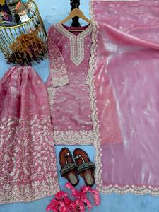 Ensemble Kurta Palazzo en Soie Brodé GMY Premium avec Sequins de 3mm, Dori Codé et Dupatta Brodé à la Main avec Moti pour Femme - Product Image 5