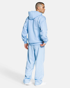 Survêtement homme 2 pièces bleu ciel surdimensionné avec logo personnalisé et passepoil, respirant, le plus vendu - Product Image 2
