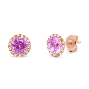 Boucles d'oreilles classiques à clous en diamant rond, serties de griffes en or jaune, pour un usage quotidien féminin - Product Image 5