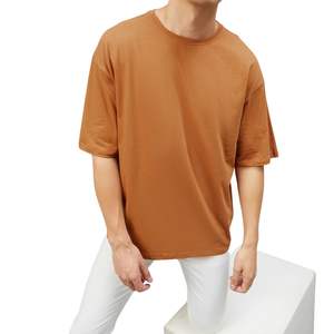 เสื้อยืดคอตตอน 100% ทรงหลวม ไหล่ตก สีพื้น สำหรับผู้ชาย รับผลิตแบบ OEM ODM ราคาโรงงาน ขายส่ง - Product Image 3