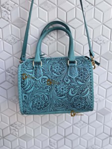 2026 New Hand Tooled Carving Leather Speedy Handbag Gypsy <b>Boho</b> Shoulder Handmade Western Turquoise Colour Stylish Multi Uses <b>Bag</b> - Product Image 3