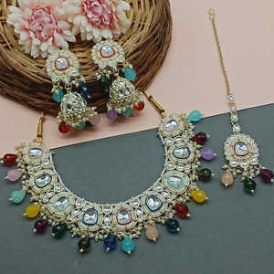 Gold Plated <b>Kundan</b> Fashion <b>Jewelry</b> Set 10581191ML Necklace - Product Image 1