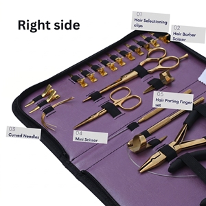 Kit d'outils professionnels pour extensions capillaires en acier inoxydable de qualité chirurgicale, comprenant des pinces à sertir à micro-perles 3 trous et un outil de retrait avec crochet en boucle - Product Image 3