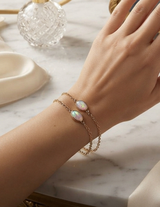 Pulsera con Dije de Ópalo Etíope, Piedra Preciosa Natural, Chapado en Oro y Platino, Cristal Curativo, Regalo Espiritual, Unisex, Venta al por Mayor - Product Image 2