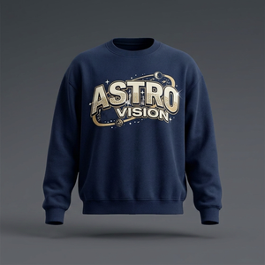 เสื้อฮู้ดคอกลมแขนยาวลายกราฟิกตัวอักษรประดับเพชร สไตล์สตรีทแวร์ ธีมอวกาศสีน้ำเงิน - Product Image 5