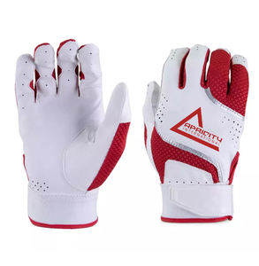 Adjustable Strap Leather Baseball Batting Gloves Customizable Hook Loop Closure Strong Palm <b>Grip</b> Moisture <b>Control</b> Lightweight - Product Image 1