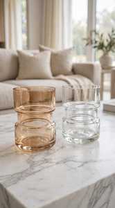 Stackable Clear Smoky Glass Tumbler Leak-Proof Modern Barware Microwave Dishwasher Safe Single Wall for <b>Home</b> Hotel <b>Office</b> - Product Image 3