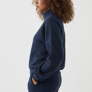 Sweat-shirt d'hiver personnalisé OEM/ODM en molleton 100 % coton épais avec double fermeture éclair, effet délavé, imprimé sur le devant, tendance - Product Image 2