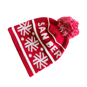 Gorro rojo NARDINO con diseño de copo de nieve blanco y pompón, gorro de invierno unisex, 56-58 cm, estilo informal para adultos - Product Image 3