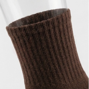 Men's Crew <b>Socks</b> Solid <b>Brown</b> Knitted Regular Style Daily Wear - Product Image 4