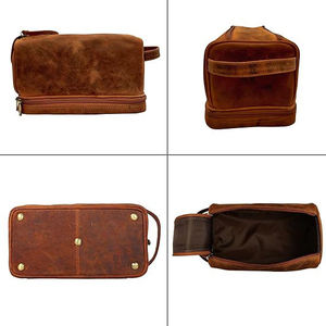 Neceser de Cuero para Hombre, Bolsa de Aseo para Viaje, Kit de Afeitado, Organizador de Artículos de Baño, Bolsa de Cosméticos y Maquillaje para Mujer - Product Image 3