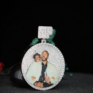 จี้ห้อยรูปภาพหรูหราสไตล์ฮิปฮอป ทำจากเงินแท้ชุบทอง ประดับเพชรโมอิสซาไนต์แบบไมโครเพฟ สำหรับเก็บความทรงจำ - Product Image 4