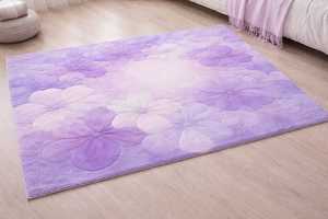 Tapis rectangulaire violet à motifs floraux en microfibre rembourré pour chambre à coucher - Product Image 5