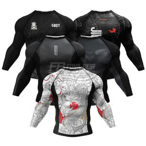 Camiseta de compresión de manga larga para MMA con logo frontal, transpirable, ecológica, de secado rápido, con estampado personalizado por transferencia térmica, al por mayor - Product Image 1