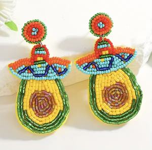 Boucles d'oreilles classiques unisexes en perles de verre faites à la main, vertes, bleues, jaunes, roses, pour enseignant, mariage, nouveautés - Product Image 1