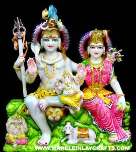 Estatua de pie de mármol, Shiv Parvati - Product Image 6