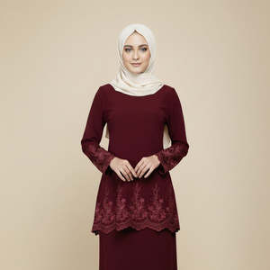 Abaya Musulmana con Estampado Floral, Estilo Islámico de Dubái y Catar 2026, Vestido Largo con Lentejuelas, Abaya Árabe para Mujer, Morado y Rojo - Product Image 3