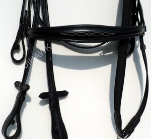 Brida de caballo inglés de cuero Premium Acolchado de cuero suave fresado de vaca con hebillas de acero inoxidable para montar - Product Image 6