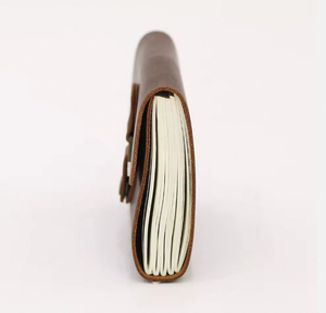 สมุดบันทึกการเดินทางทำมือขนาด A5 ปกหนังแท้ กระดาษฝ้ายสีขาว เย็บด้วยด้าย  แบบรีฟิลได้ ดีไซน์ปกแข็งสำหรับสมุดโน้ต - Product Image 4