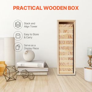 54 pezzi di legno torre di legno gioco di pino blocchi di impilamento cassa per il gioco dei bambini e divertimento! - Product Image 6