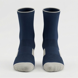 Crew <b>Socks</b> Solid Navy Blue Breathable Polyester Spandex <b>Running</b> Athletic <b>Socks</b> for Adults Summer Use - Product Image 1